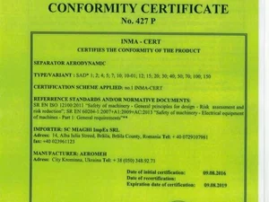 Компания «Аэромех» получила Евро сертификат на сепараторы САД